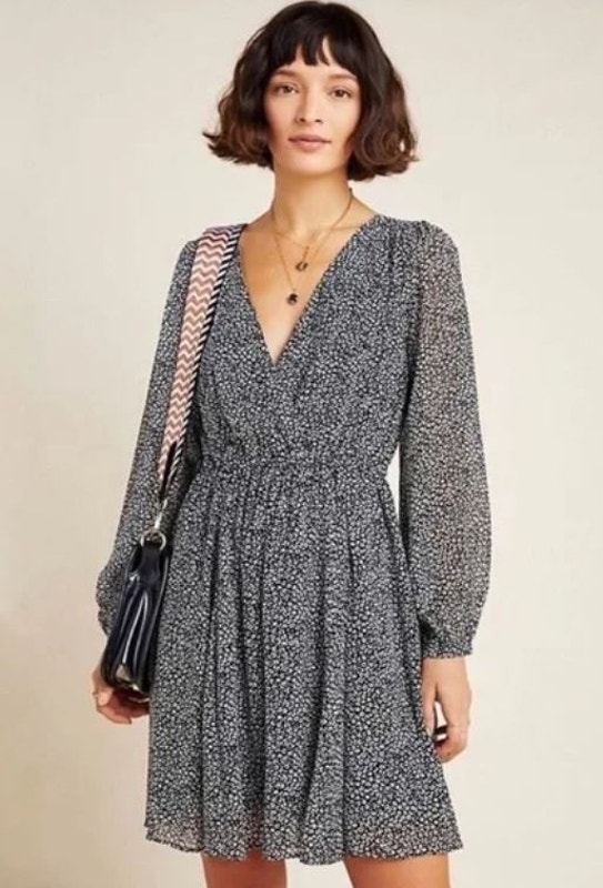 Nwt Anthropologie Maeve Carolyn Faux Wrap Mini Dress Cheetah Print M 120